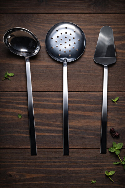 Umut طقم تقديم مكون من 3 قطع، مغرفة، مصفاة، ملعقة، أدوات تقديم