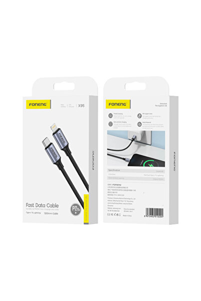 FONENG كابل بيانات سريع | من النوع C إلى لايتنينج | 20 واط