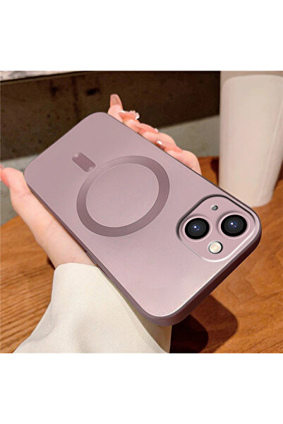 ucuc iPhone 15 Uyumlu Metalik Dokulu Kamera Koruma Anti-Darbe Manyetik Siliko...