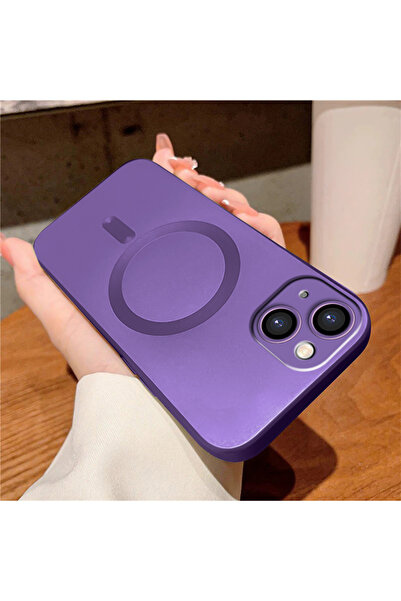 iPhone 15 Compatible Metallic Texture Camera Protection Anti-Shock Magnetic Silicone Case