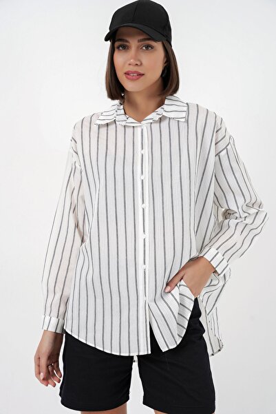 Hiccup Bdart Oversized D Striped Buttoned Shirt