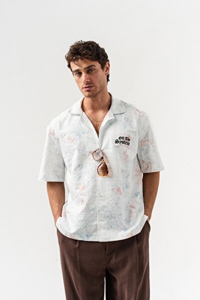 go gang own Alaborn Nakış Detaylı Kısa Kollu Oversize Gömlek