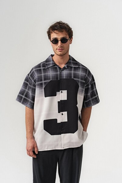 go gang own Номер 3 Apaş Яка Къса ръкав Овърсайз риза