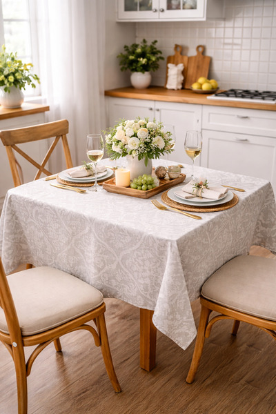 OEM OME Fata de masa Alba bumbac 100% , teflonata, impermeabila 180 x 180cm