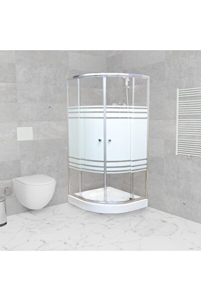 Sırduş 80x80x185 Oval Duş Kabini Desenli H:14 Monoblok Duş Teknesi Dahil