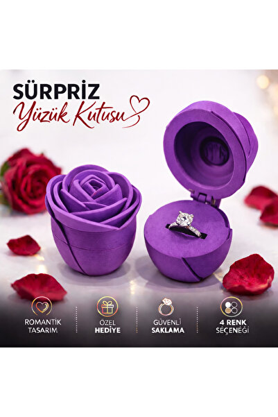 farist علبة خاتم بتصميم وردة رومانسية