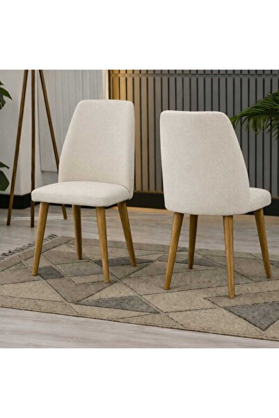 RİGATO ferramente Modern Ahşap Ayaklı Yemek Sandalyesi – Döşemeli Kumaş Sanda...