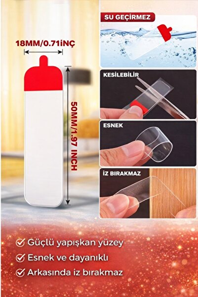 poswicon 60 Adet Güçlü Çift Taraflı Silikon Bant – İz Bırakmayan Şeffaf Yapış...