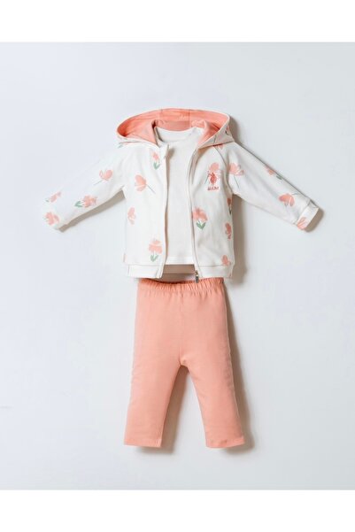 Uspa Baby Girl & Kids Soft-Textured Combed Cotton Cardigan Pants T-Shirt 3-Pi...