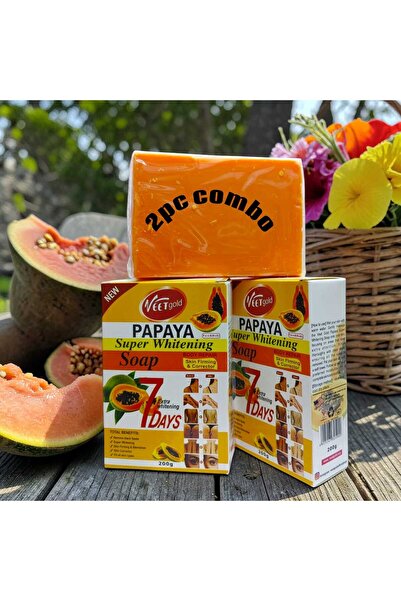 Veet Gold صابون البابايا لتفتيح البشرة - عبوة من قطعتين - صابون مرطب ومفتح لل...