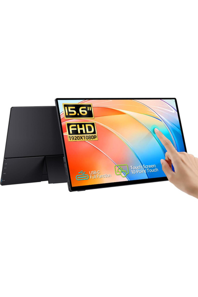 V2COM شاشة لمس محمولة مقاس 15.6 بوصة بدقة FHD 1080P بتقنية IPS مع زجاج مقوى، ...