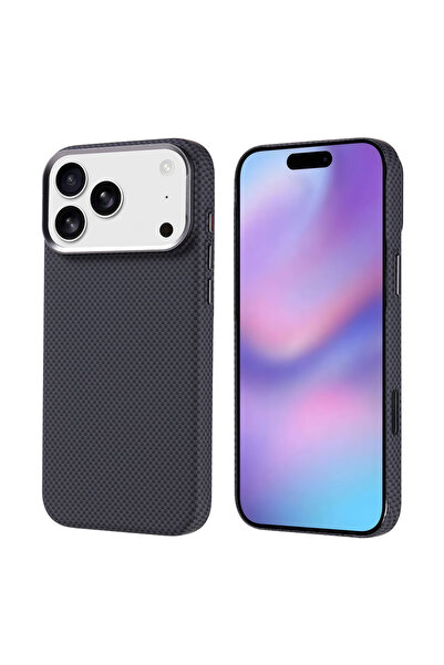 zore iPhone 17 Pro Max Uyumlu Kılıf M-safe Şarj Özellikli Karbon Fiber Görünü...