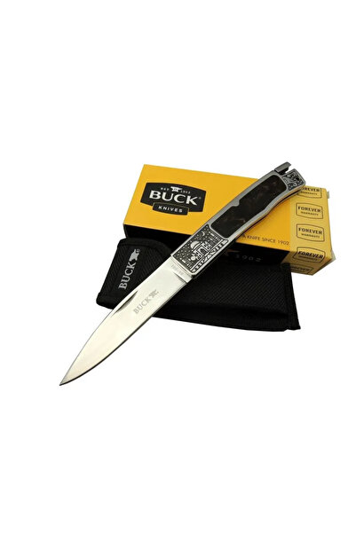 BUCK Knives BK-001BRV Kamp Çakı 23 cm - Metal; Kauçuk İşlemeli Sap, Kılıflı