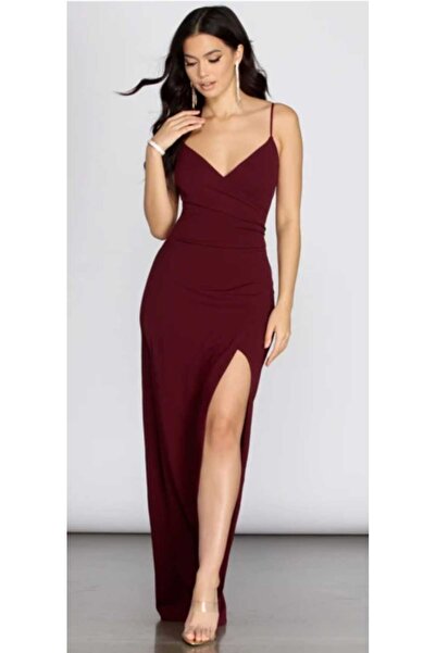 Hanife Glam Couture Hanife Glam kroveze yaka scuba krep elbise