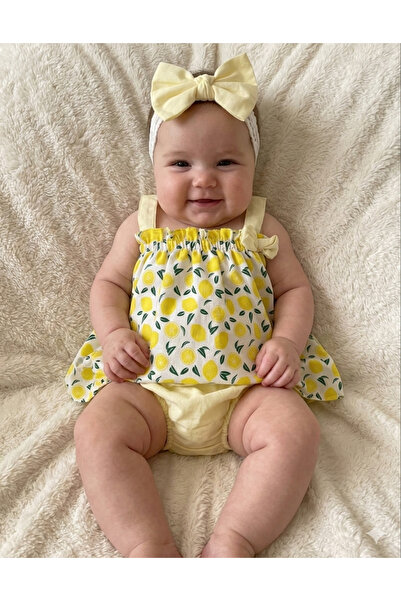 BAHNUR مجموعة لي مونلو بيبي سورت بلو باندانا مكونة من 3 قطع، مجموعة صيفية