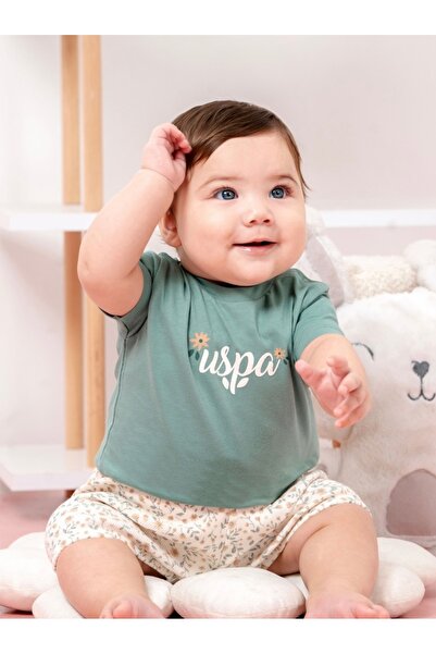 Uspa Baby Girl & Kids Soft-Textured Combed Cotton Shorts T-Shirt Set