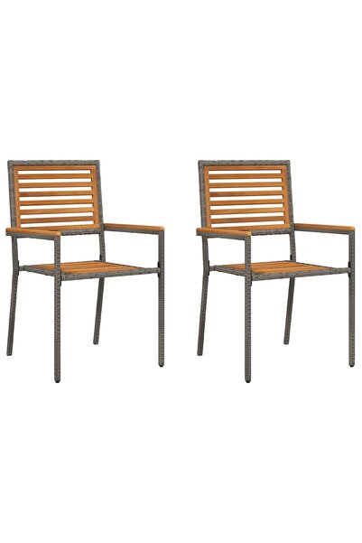 vidaxl Scaune de grădină stivuibile 2 pcs Maro și gri
