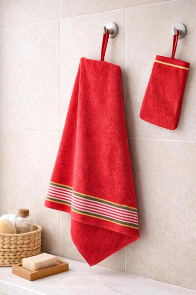 TEXTİLES MAGİC LAMP % 100 Pamuklu Banyo Havlusu & Keseli Havlu Seti - Yumuşak...