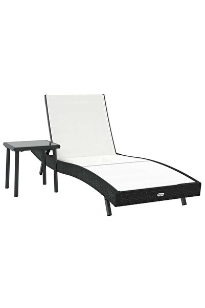 vidaxl Șezlong 2 pcs Negru și Alb poliratan