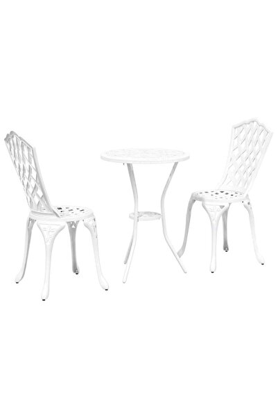 vidaxl Set Bistro de Grădină 3 pcs Alb Aluminiu