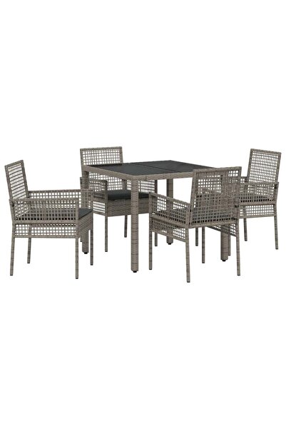 vidaxl Set de masă pentru grădină 5 pcs Gri poliratan