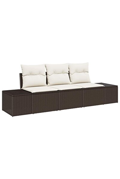 vidaxl Set de canapea cu pernă 3 pcs Maro poliratan