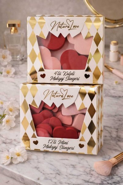 Banum Luxury Luxury Makeup Set: 12-Piece Heart-Shaped Mini Sponge and 4-Piece...