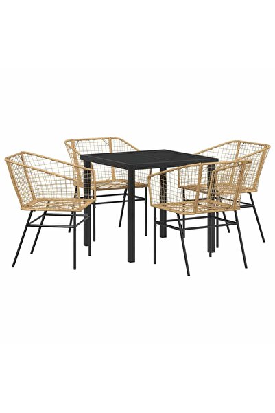 vidaxl Set de masă pentru grădină 5 pcs Maro poliratan