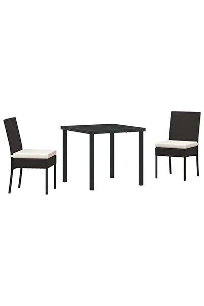 vidaxl Set de masă pentru grădină 3 pcs Negru