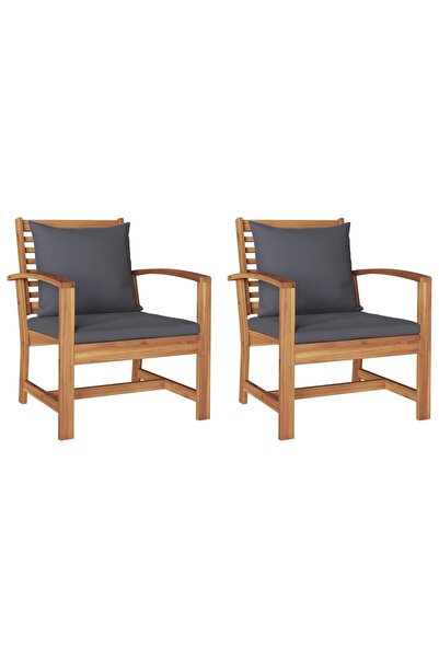 vidaxl Scaun cu pernă 2 pcs Maro și gri închis 65 x 60 x 76,5 cm