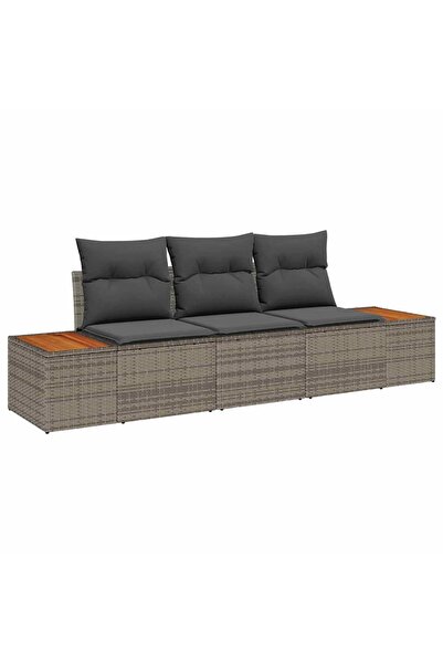 vidaxl Set de canapele pentru grădină cu pernă 3 pcs Gri poliratan