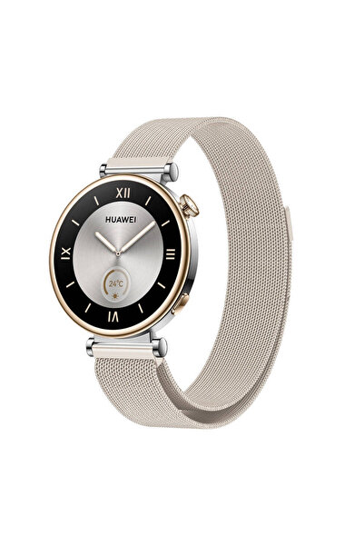 zore Huawei Watch GT 4 41mm Uyumlu 18mm Kordon Hasır Metal Mıknatıslı Örgü KR...