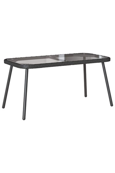 vidaxl Coffee table Black 90 x 45 x 43 cm Polyrattan and glass