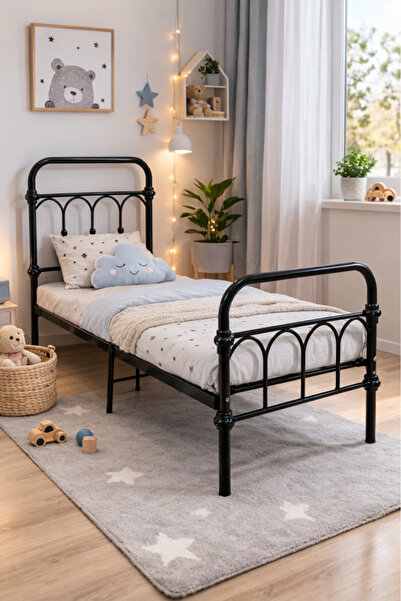 MARIA HOMES سرير أطفال معدني أسود اللون