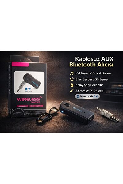 ALMANARA PROJECT UltraConnect Bluetooth 5.0 Kablosuz AUX Ses Alıcısı 3.5mm Ar...