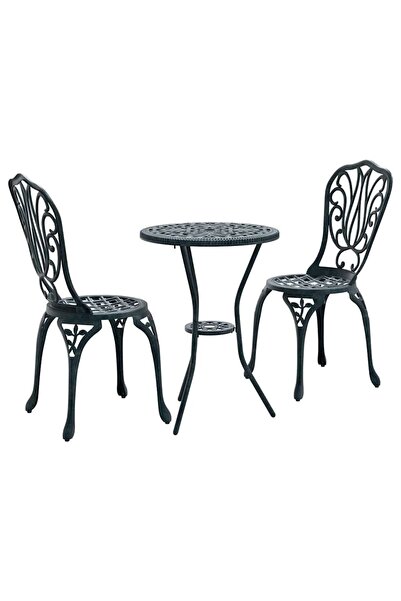 vidaxl Set Bistro de Grădină 3 pcs Verde Aluminiu