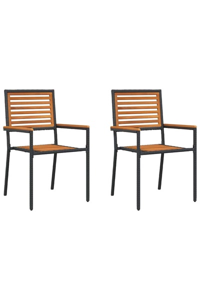 vidaxl Scaune de grădină stivuibile 2 pcs Maro și negru