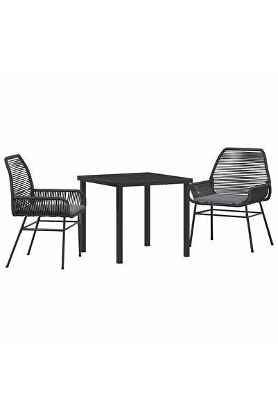 vidaxl Set de masă pentru grădină cu pernă 3 pcs Negru poliratan