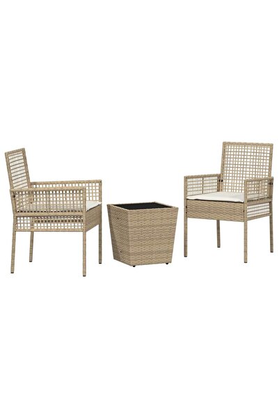 vidaxl Set Bistro de Grădină 3 pcs Bej poliratan