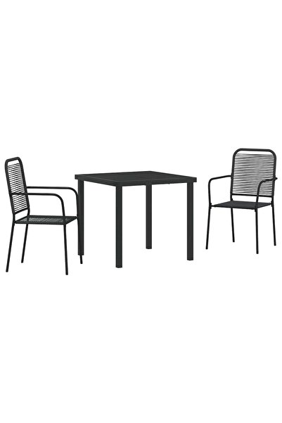 vidaxl Set de masă pentru grădină 3 pcs Negru