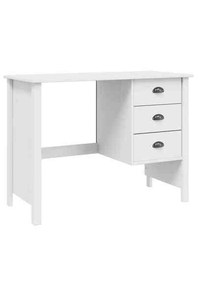 vidaxl Birou cu Sertare Alb 100 x 45 x 74 cm Lemn de pin masiv