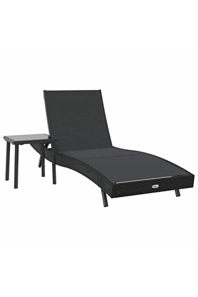vidaxl Șezlong 2 pcs Negru poliratan