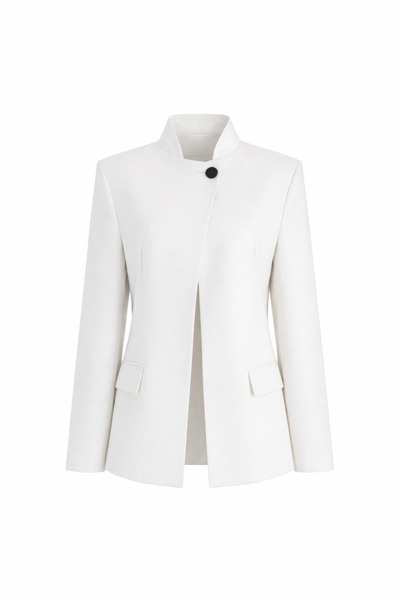 Julidress Single Button Detailed Padded Shoulders Notched Collar Premium Desi...