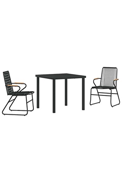 vidaxl Set de masă pentru grădină 3 pcs Negru