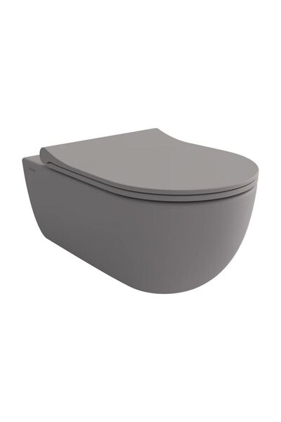 Filia Yapı BocchiV-Tondo Rimless Mat Gri Asma Klozet (Yavaş Kapanan Melamin K...