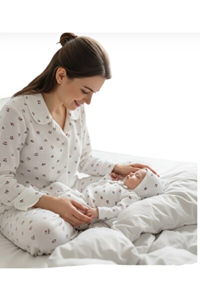 BEGONYA BEBECE KIDS طقم ملابس نوم لاهوسا للأم والطفل هدية للأطفال حديثي الولا...