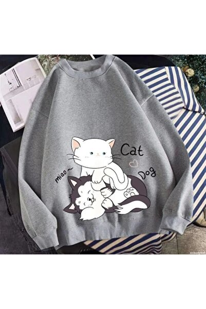 Kids Παιδικό χειμερινό φούτερ unisex με στάμπα γάτας και σκύλου