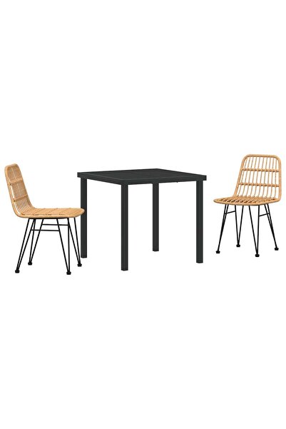 vidaxl Set de masă pentru grădină 3 pcs Maro Oțel vopsit electrostatic