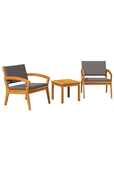 vidaxl Set bistro cu pernă 3 pcs Maro Poliester