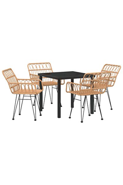 vidaxl Set de masă pentru grădină 5 pcs Maro Oțel vopsit electrostatic